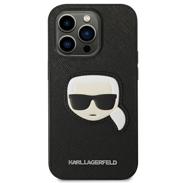 Etui KARL LAGERFELD Apple iPhone 14 Pro Max Saffiano Karl`s Head Patch Czarny Hardcase